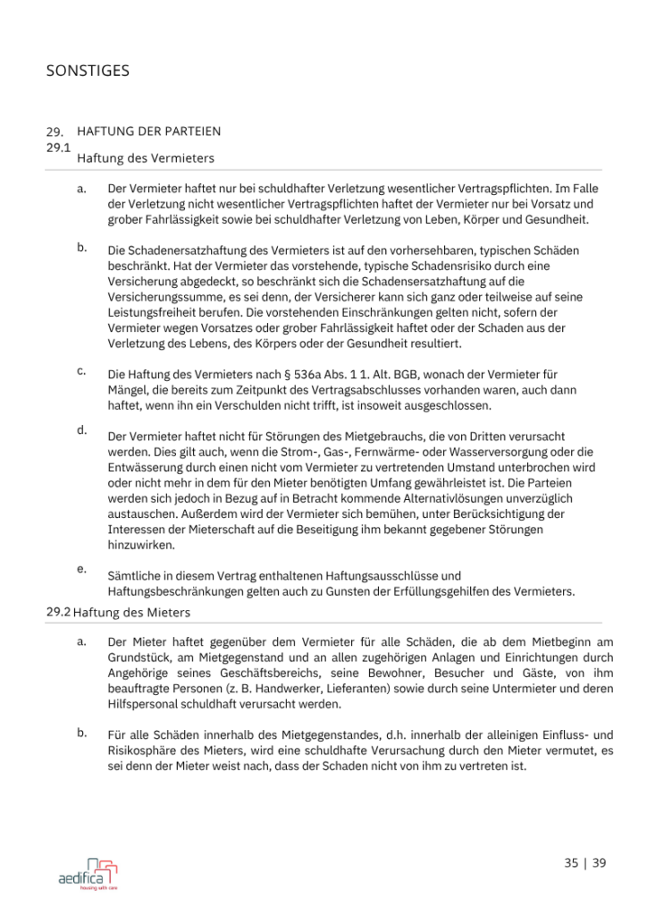 Page 3 of the rewritten Aedifica lease template.