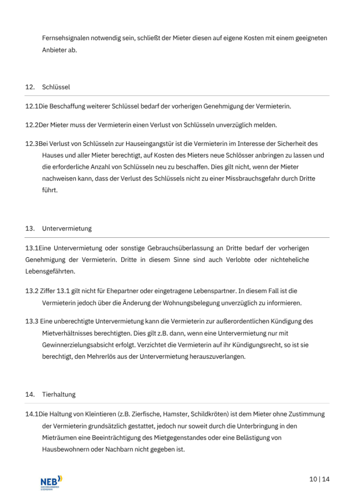 Page 3 of the rewritten NEB residential lease template.